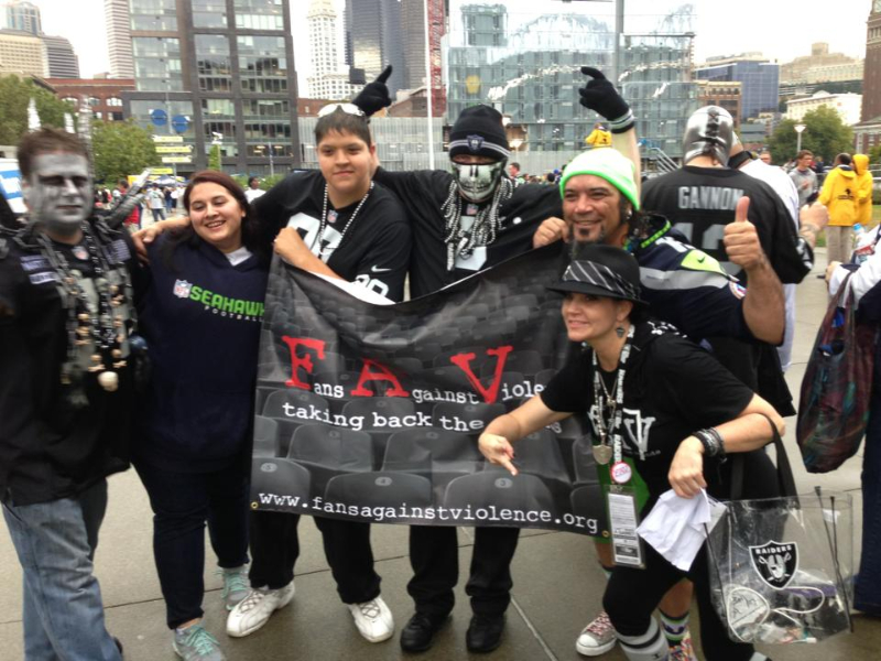 Raider fans get ready to march at New Orleans Creole in Seattle