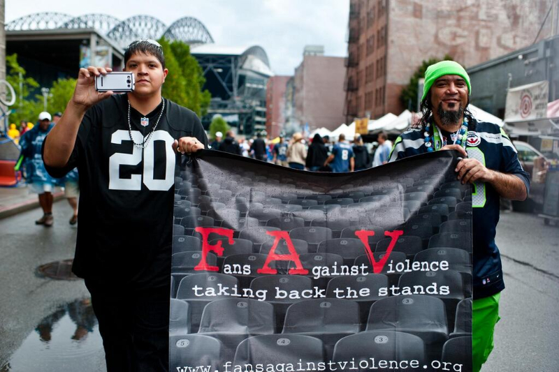 Raiders and Seahawk Fans March in the first FAV March Against Violence